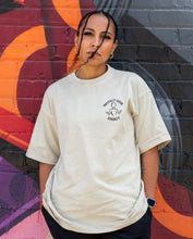 Load image into Gallery viewer, LIGHT SAND OVERSIZED T-SHIRT WITH FULL PROTECT YOUR ENERGY LOGO EMBROIDERED
