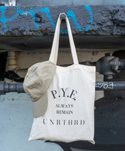 Load image into Gallery viewer, cotton canvas bag with printed protect your energy always remain unbothered logo
